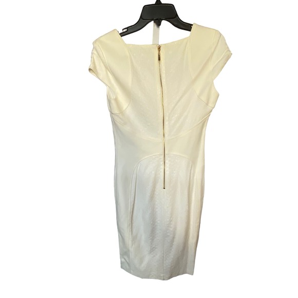 NWT Cache Mini Dress 8 Ivory Brocade Metallic Square Neck Sheath Party Cocktail - Picture 3 of 7